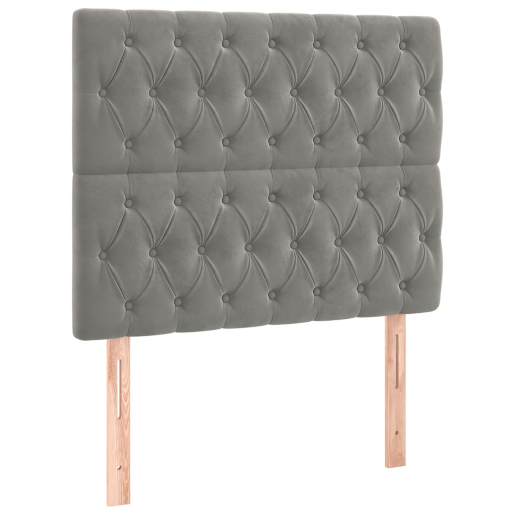 sengegavl lysegrå 90x7x118/128 cm fløjl