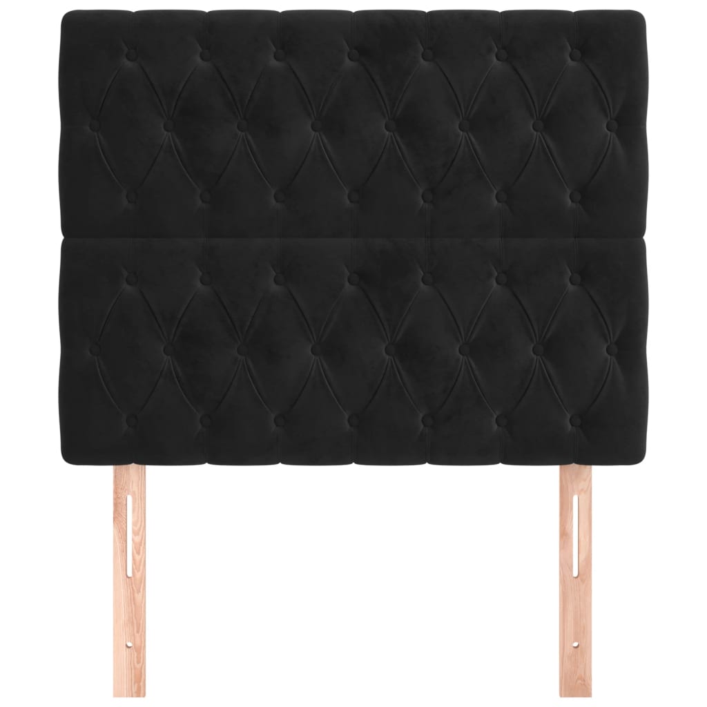 sengegavl sort 90x7x118/128 cm fløjl