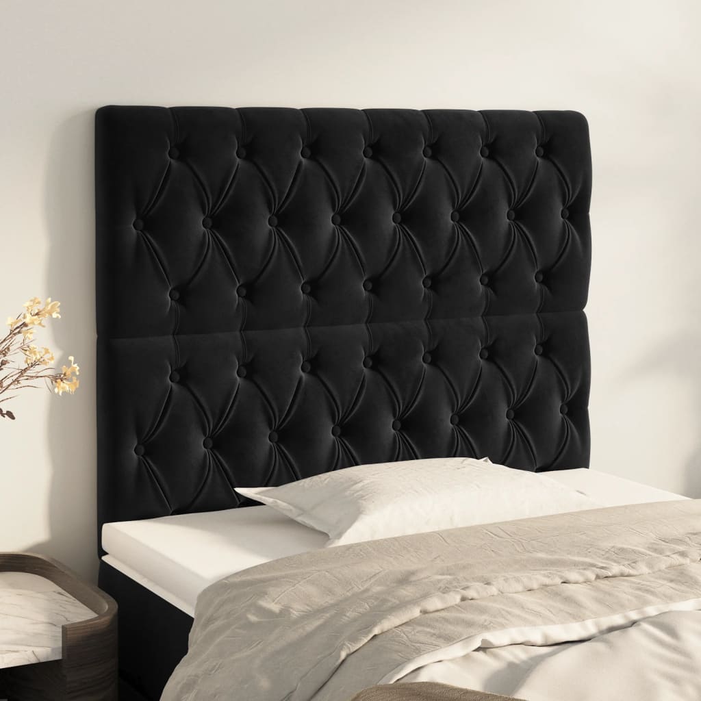 sengegavl sort 90x7x118/128 cm fløjl