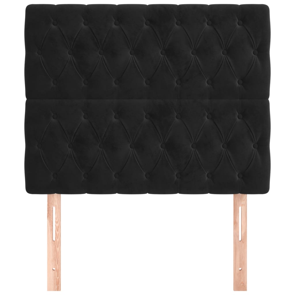 sengegavl sort 100x7x118/128 cm fløjl