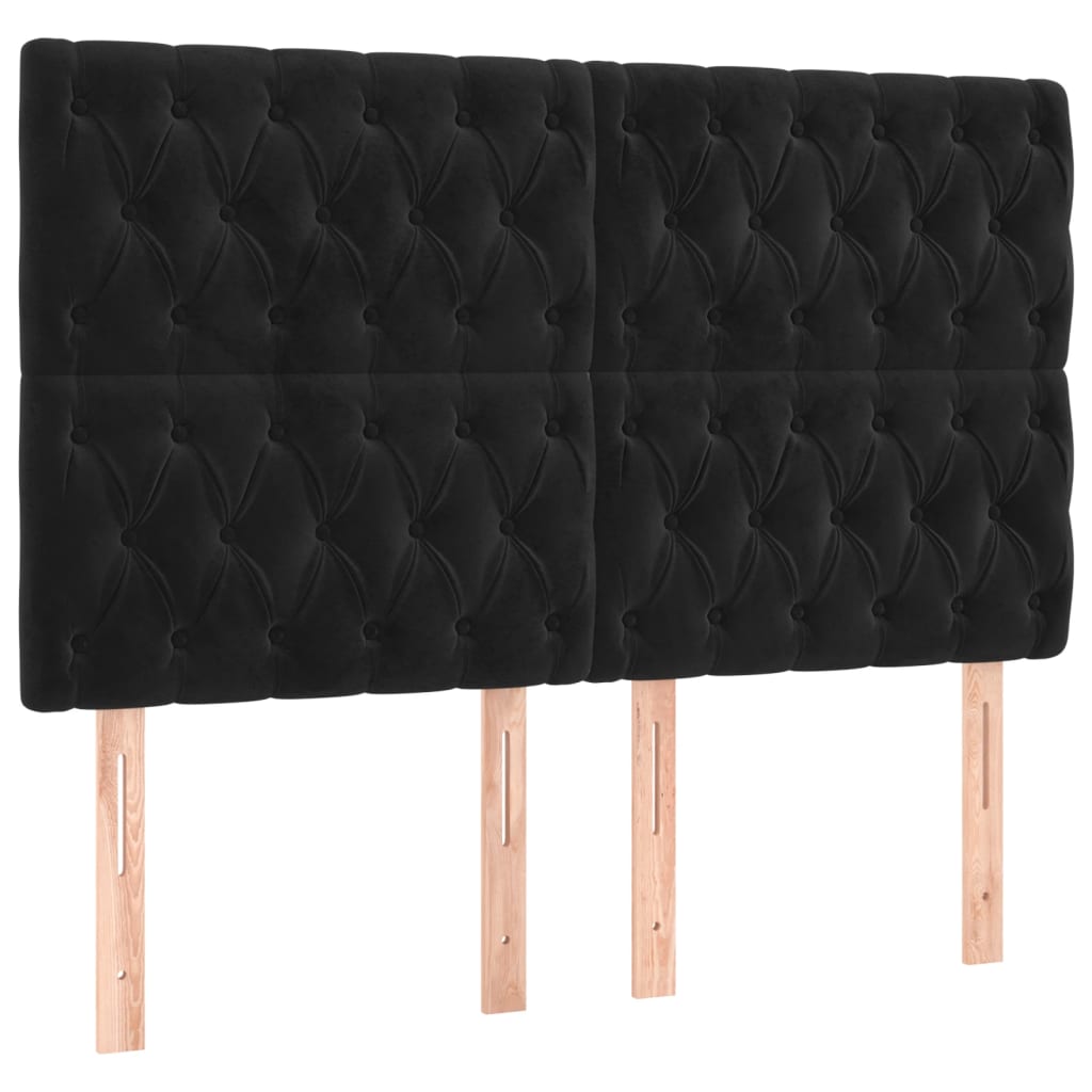 sengegavl sort 160x7x118/128 cm fløjl