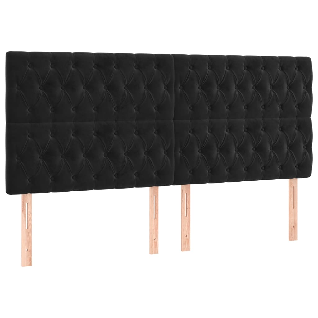 sengegavl sort 180x7x118/128 cm fløjl