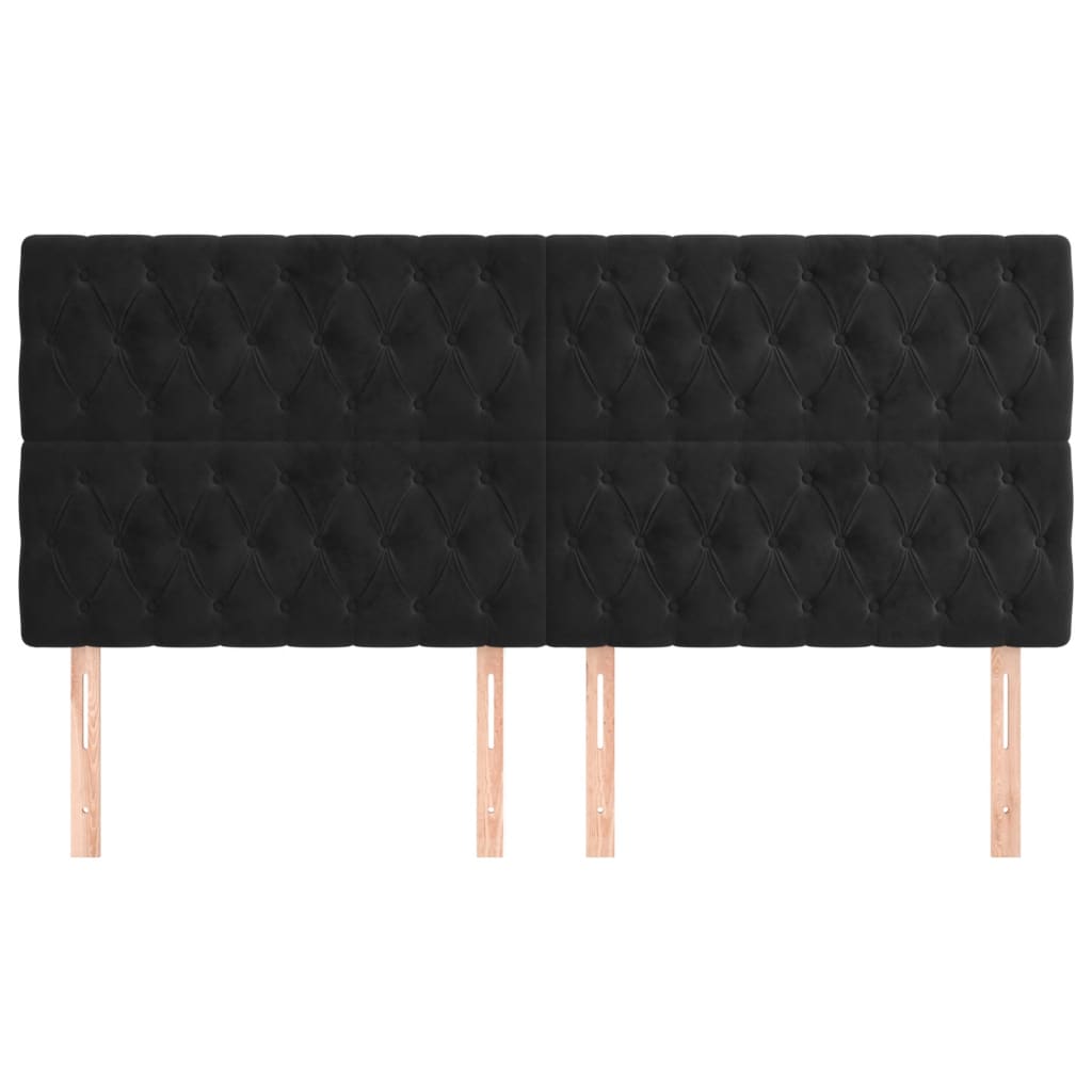 sengegavl sort 200x7x118/128 cm fløjl