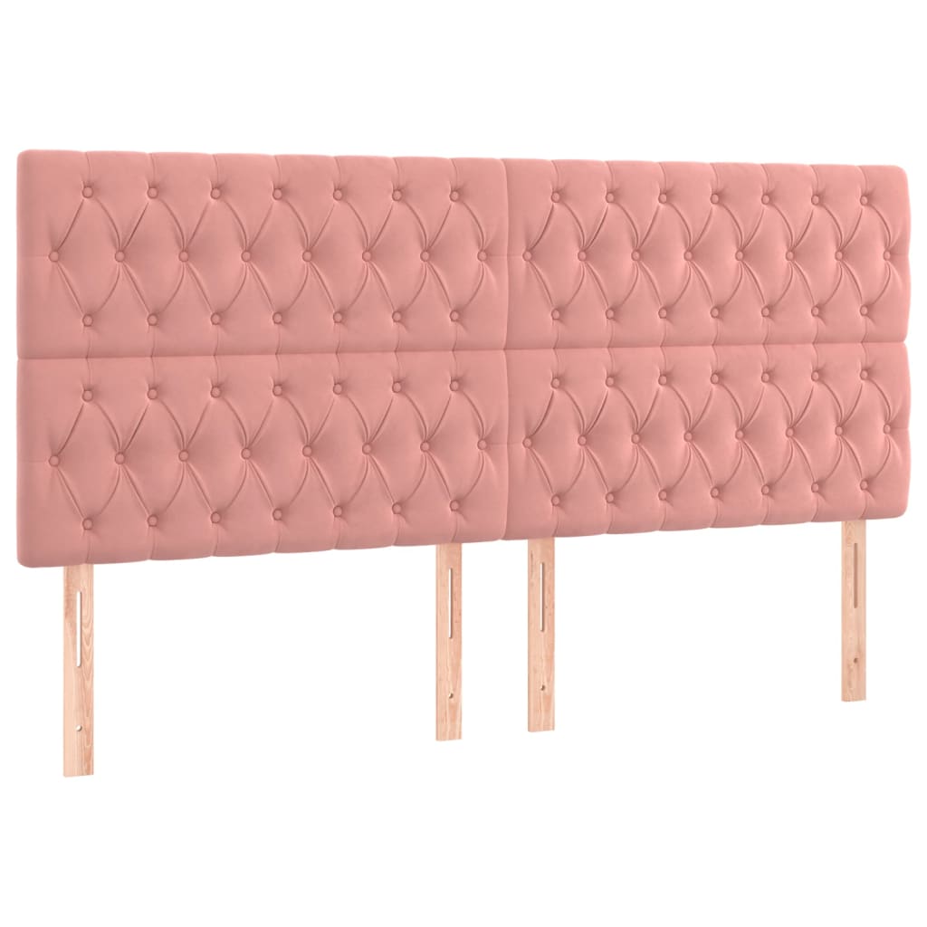 sengegavl lyserød 200x7x118/128 cm fløjl