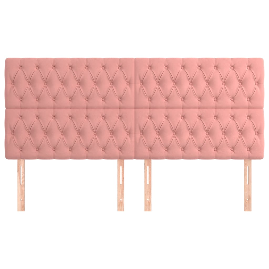 sengegavl lyserød 200x7x118/128 cm fløjl