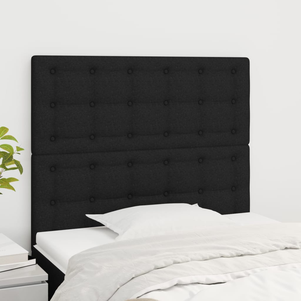 sengegavl sort 90x5x118/128 cm stof