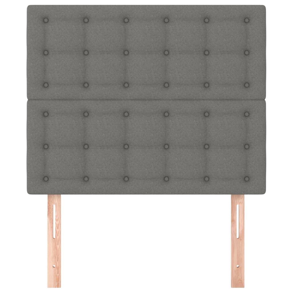 sengegavl mørkegrå 100x5x118/128 cm stof