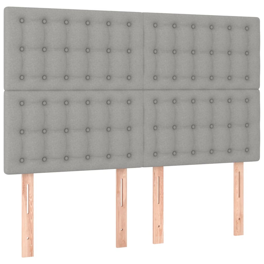 sengegavl lysegrå 144x5x118/128 cm stof