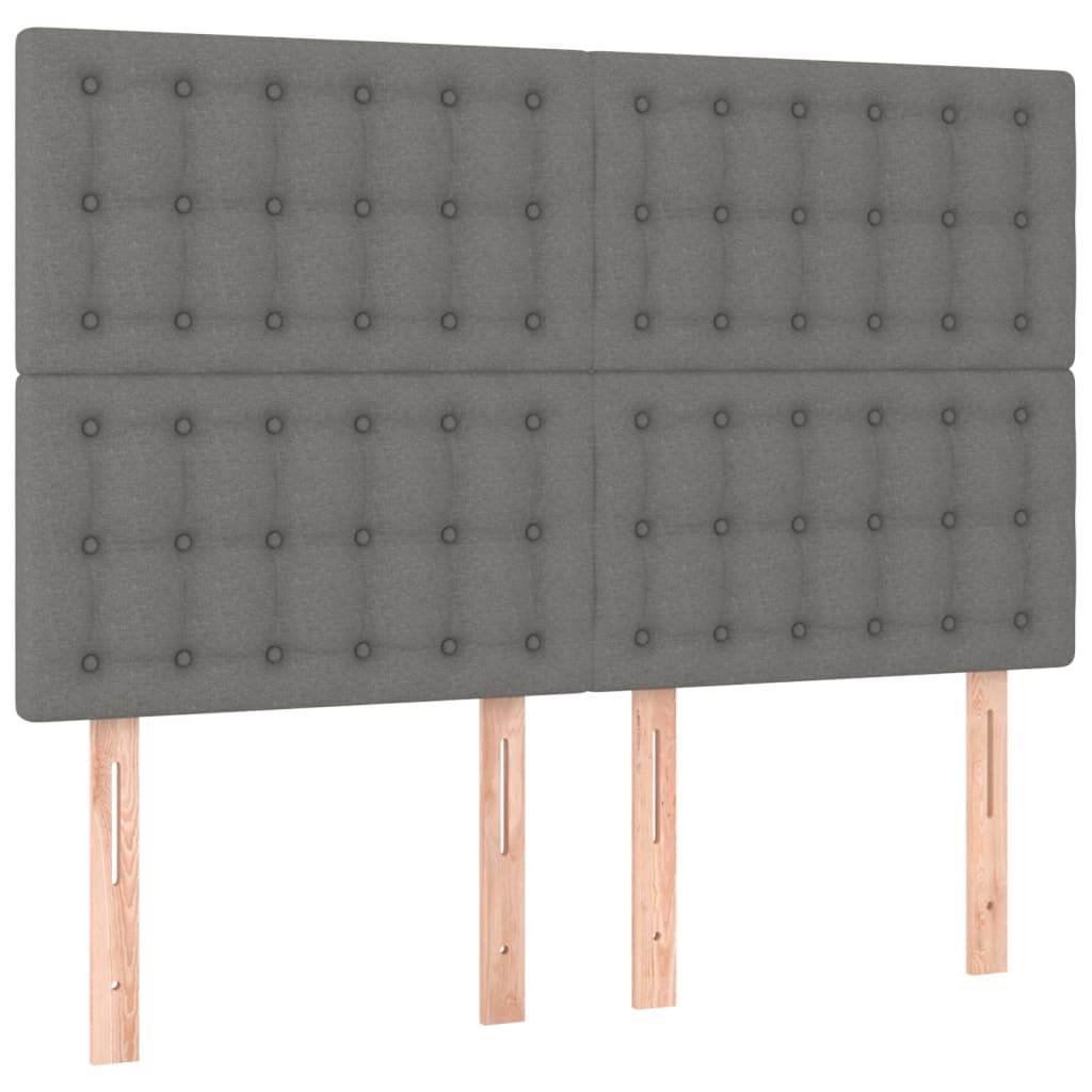 sengegavl mørkegrå 144x5x118/128 cm stof