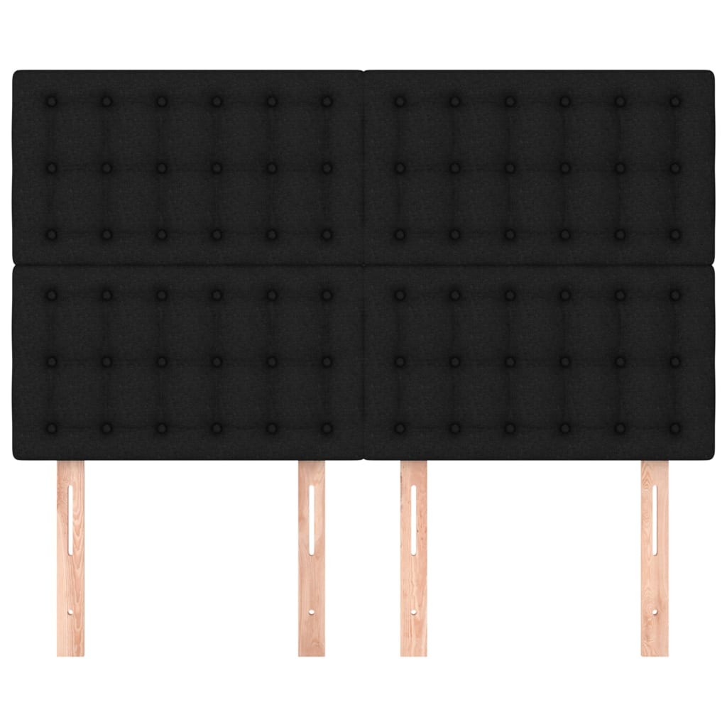 sengegavl sort 144x5x118/128 cm stof