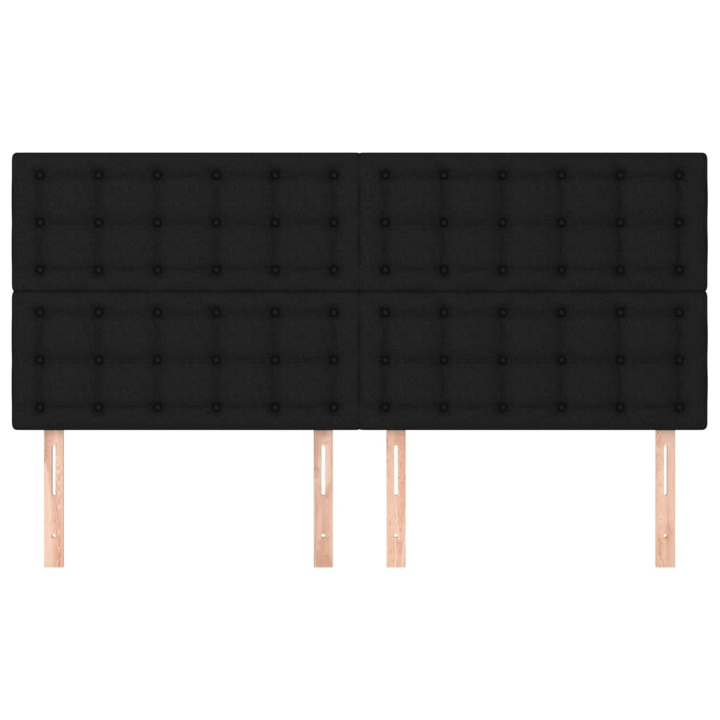 sengegavl sort 200x5x118/128 cm stof