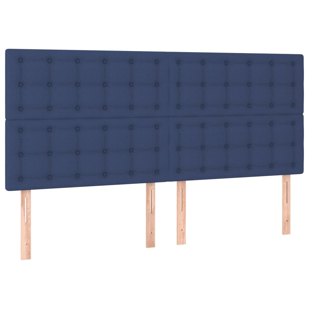 sengegavl blå 200x5x118/128 cm stof