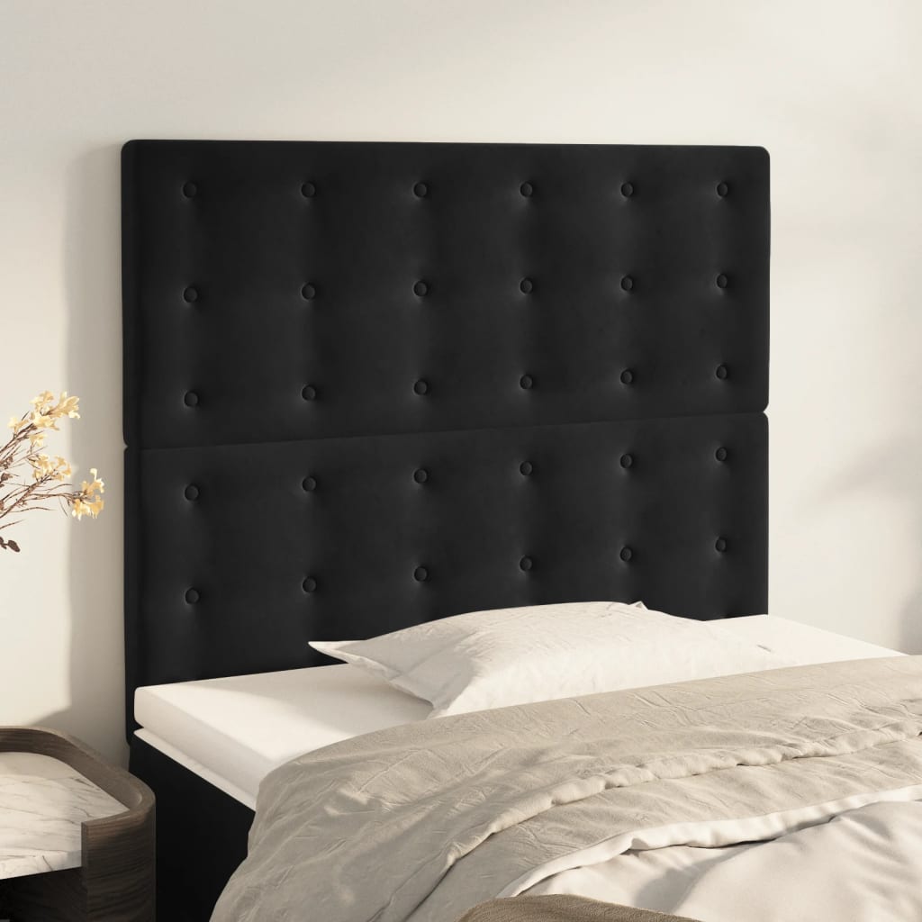 sengegavl sort 80x5x118/128 cm fløjl