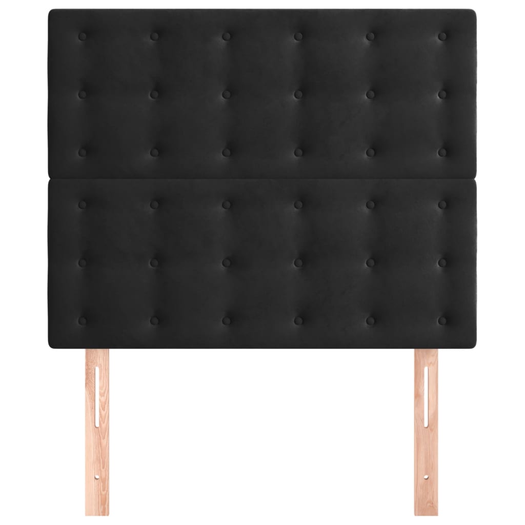 sengegavl sort 90x5x118/128 cm fløjl