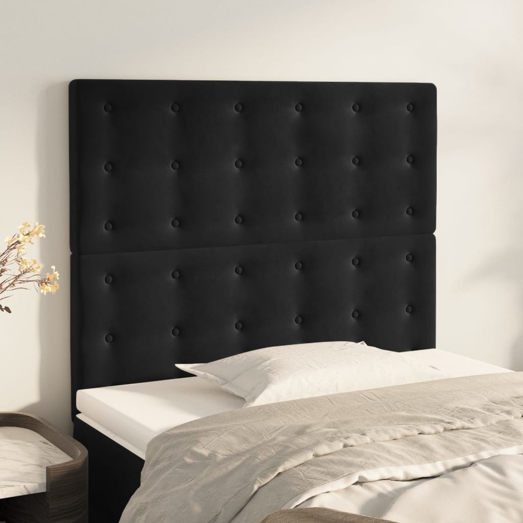 sengegavl sort 90x5x118/128 cm fløjl