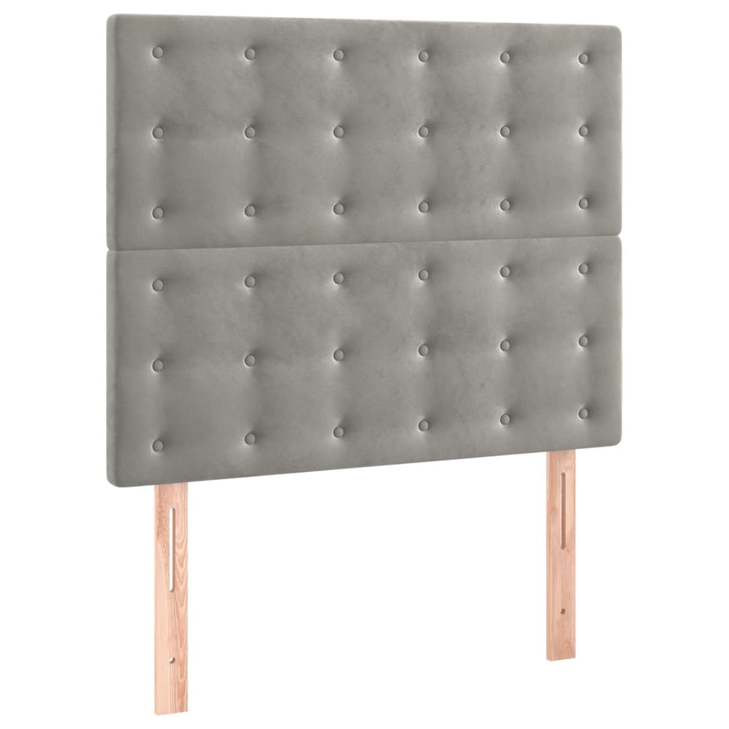sengegavl lysegrå 100x5x118/128 cm fløjl