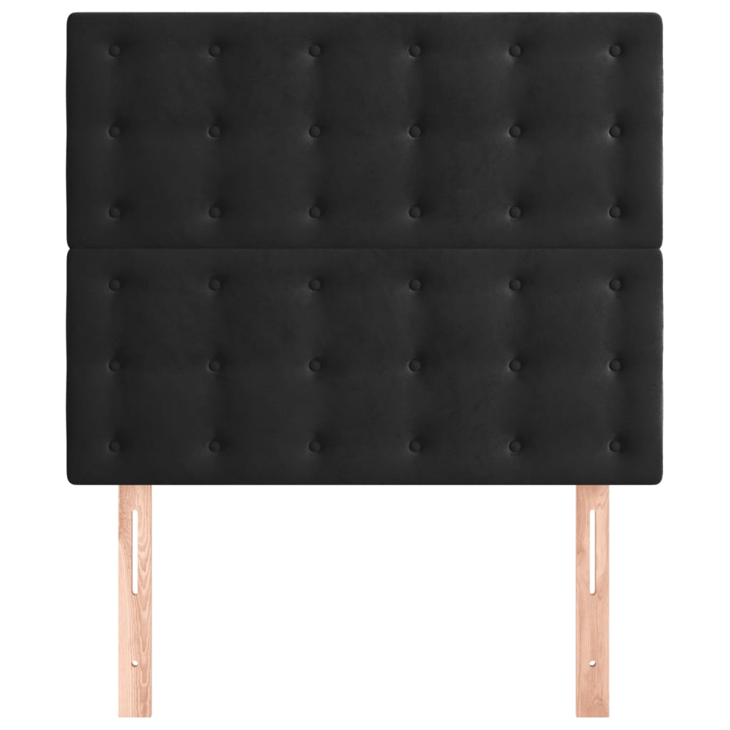sengegavl sort 100x5x118/128 cm fløjl