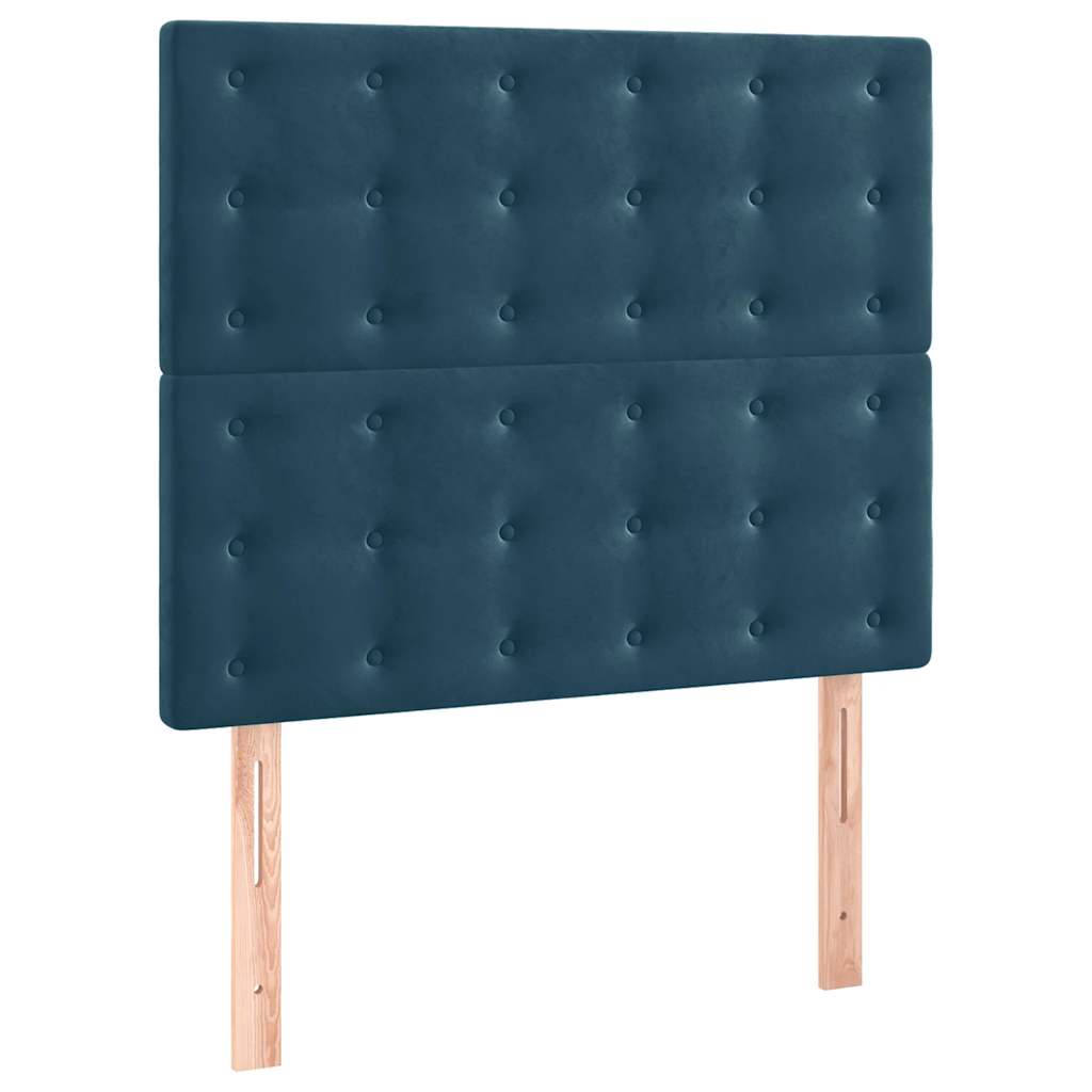 sengegavl mørkeblå 100x5x118/128 cm fløjl