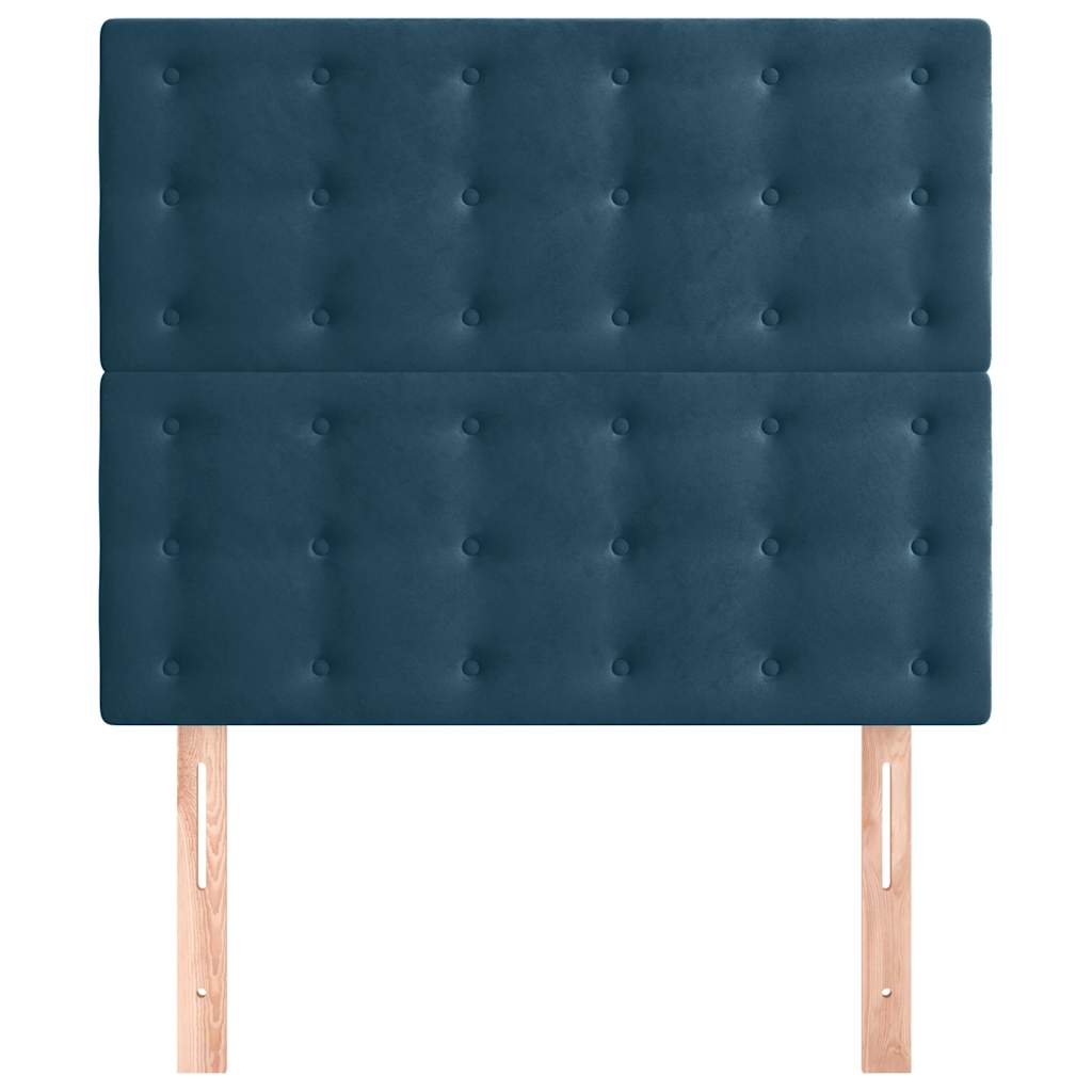 sengegavl mørkeblå 100x5x118/128 cm fløjl