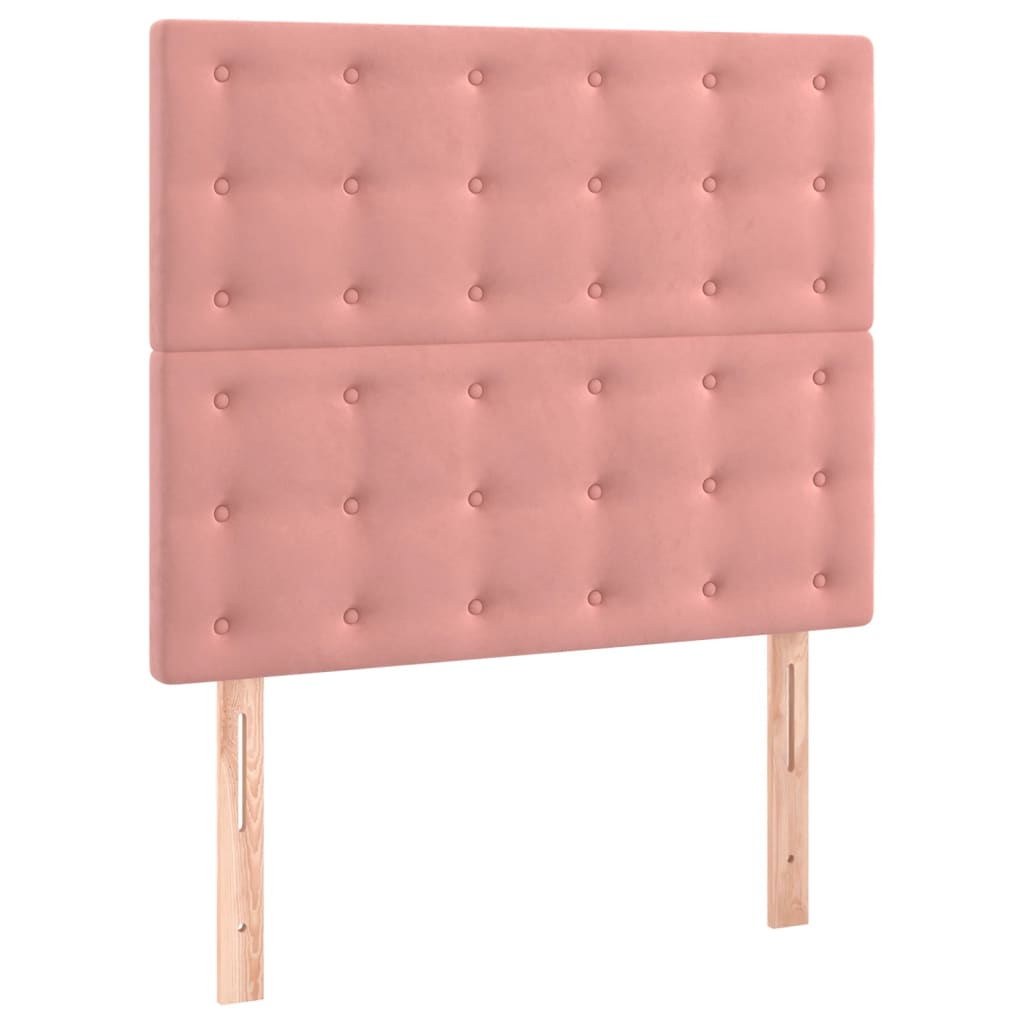 sengegavl lyserød 100x5x118/128 cm fløjl
