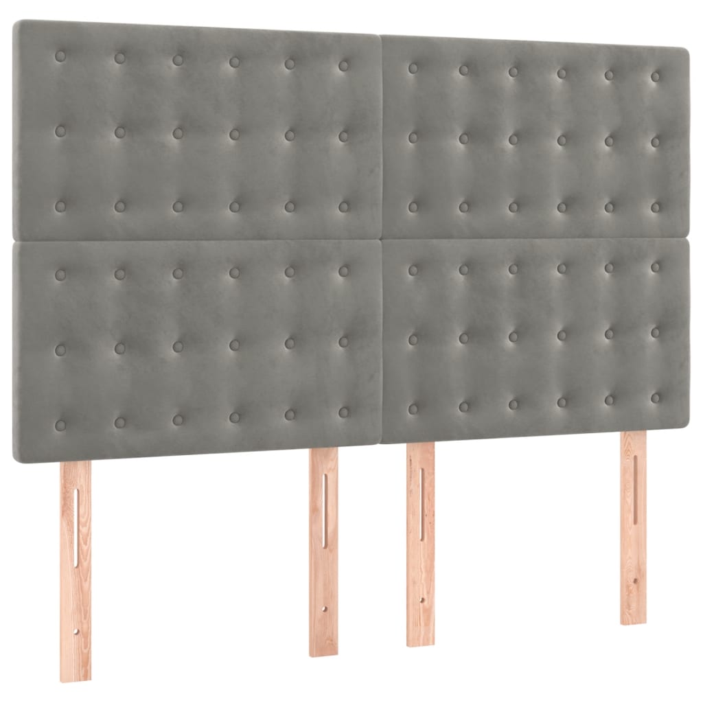 sengegavl lysegrå 144x5x118/128 cm fløjl