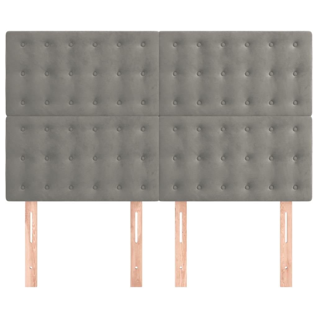 sengegavl lysegrå 144x5x118/128 cm fløjl