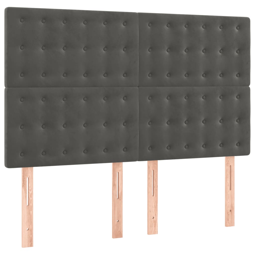 sengegavl mørkegrå 144x5x118/128 cm fløjl