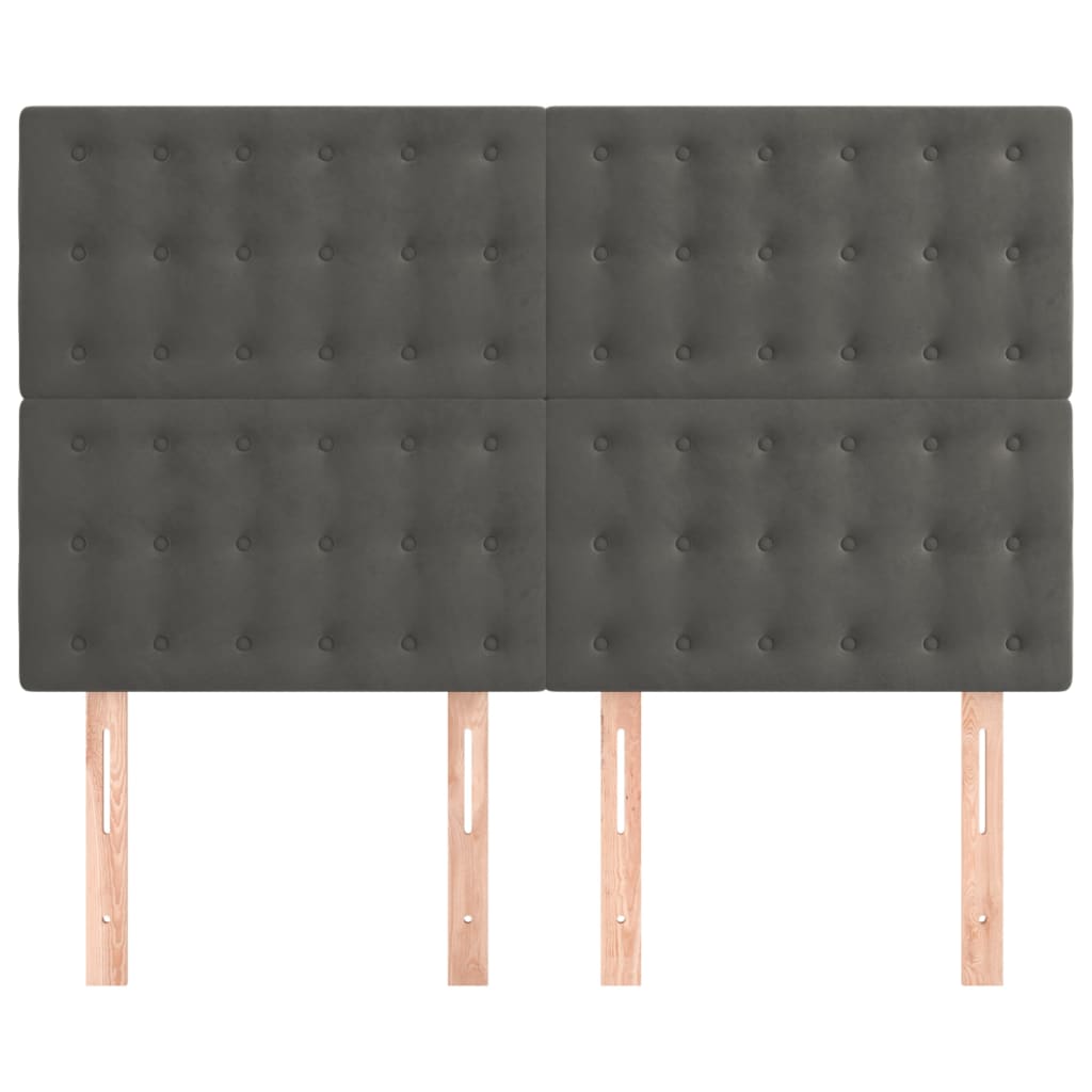sengegavl mørkegrå 144x5x118/128 cm fløjl
