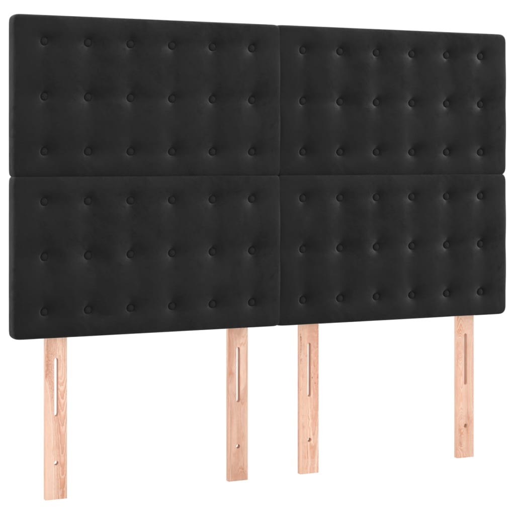 sengegavl sort 144x5x118/128 cm fløjl