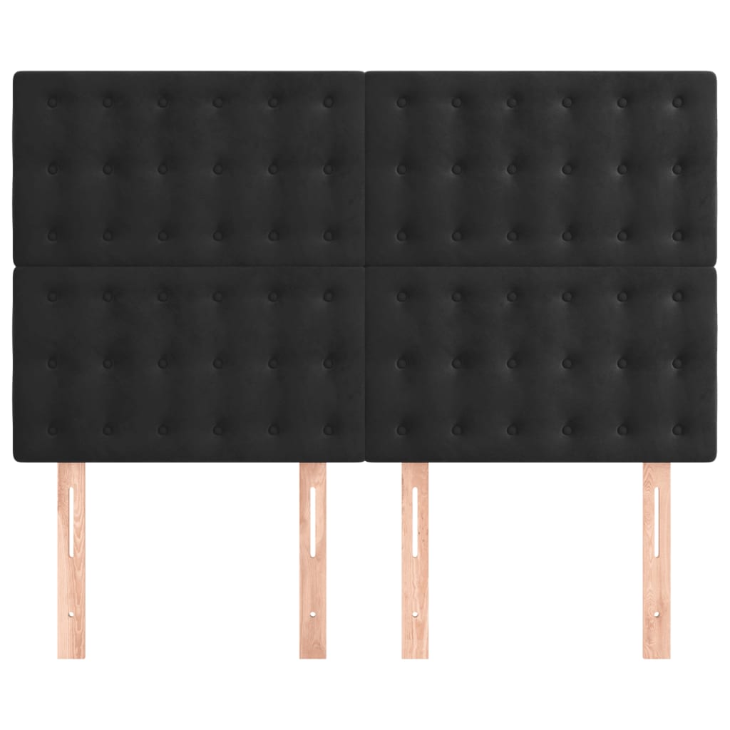 sengegavl sort 144x5x118/128 cm fløjl