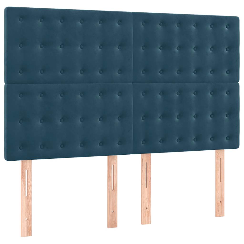 sengegavl mørkeblå 144x5x118/128 cm fløjl