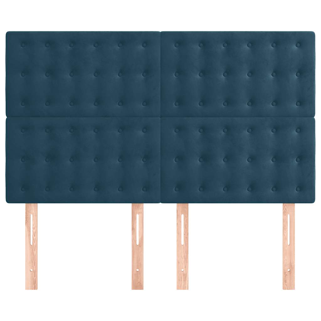 sengegavl mørkeblå 144x5x118/128 cm fløjl