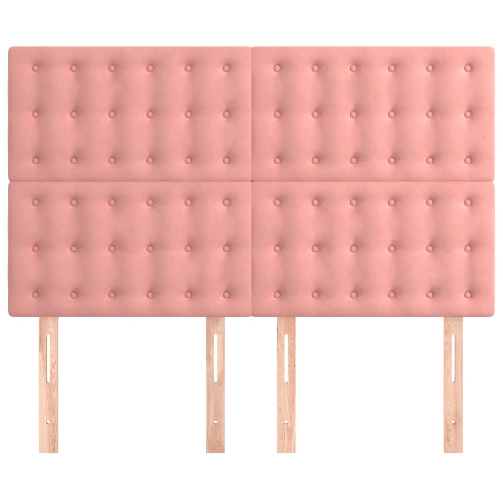 sengegavl lyserød 144x5x118/128 cm fløjl