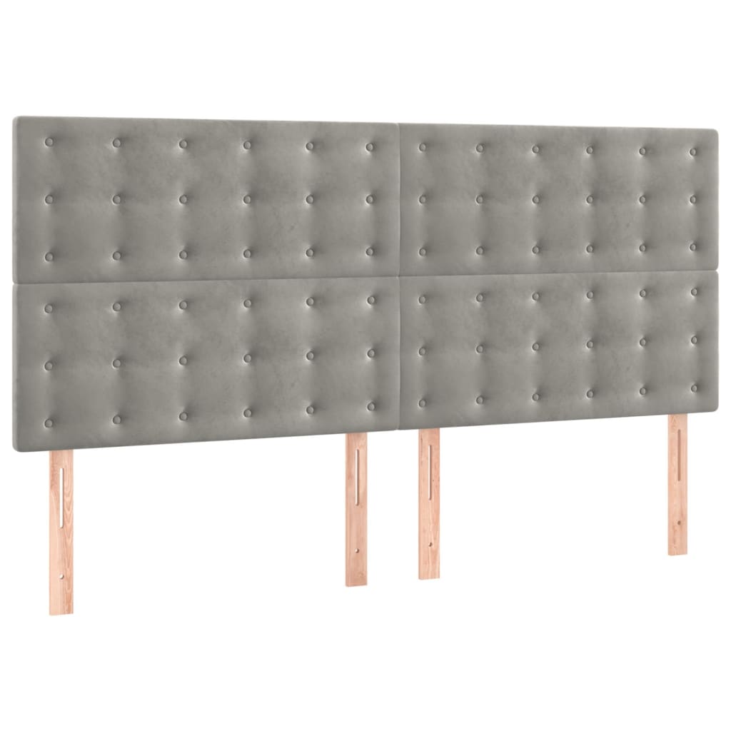 sengegavl lysegrå 160x5x118/128 cm fløjl