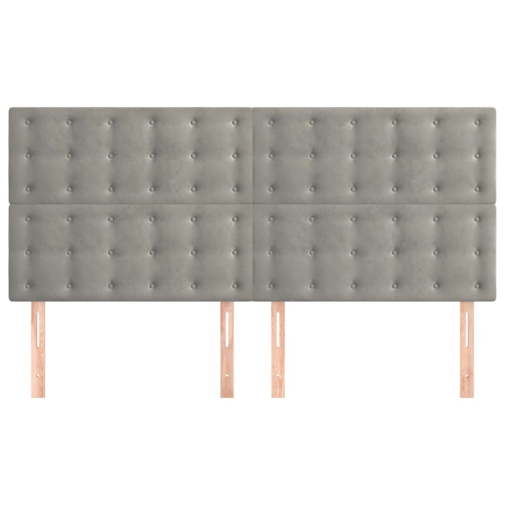 sengegavl lysegrå 160x5x118/128 cm fløjl