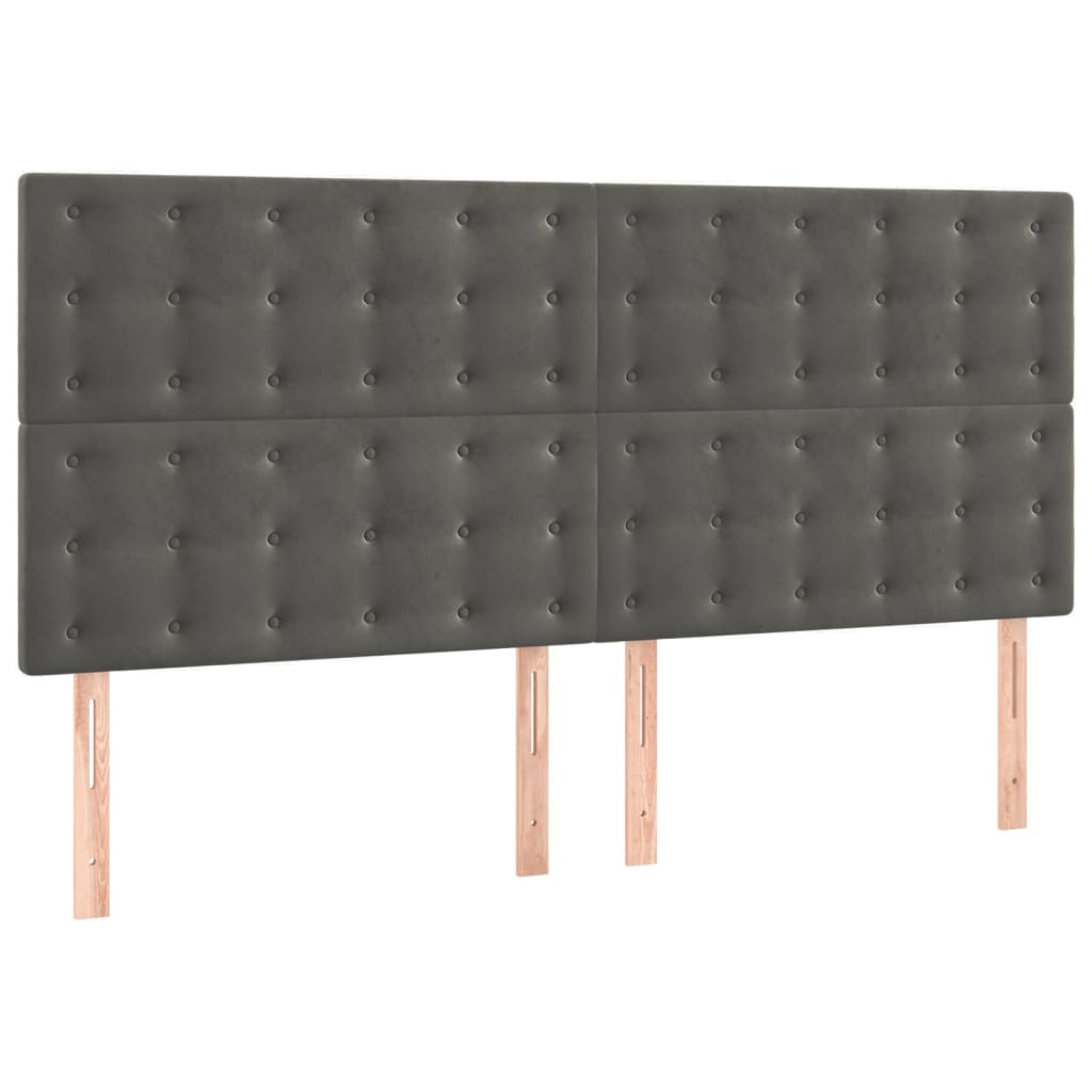 sengegavl mørkegrå 160x5x118/128 cm fløjl