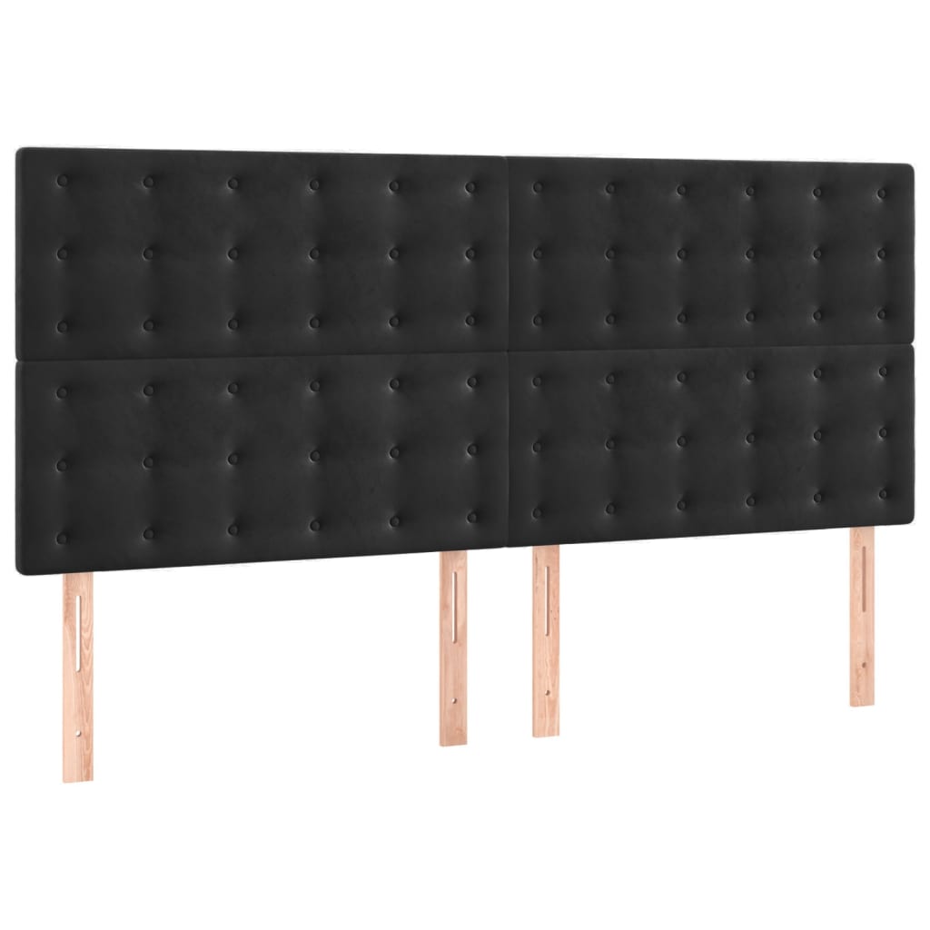 sengegavl sort 160x5x118/128 cm fløjl