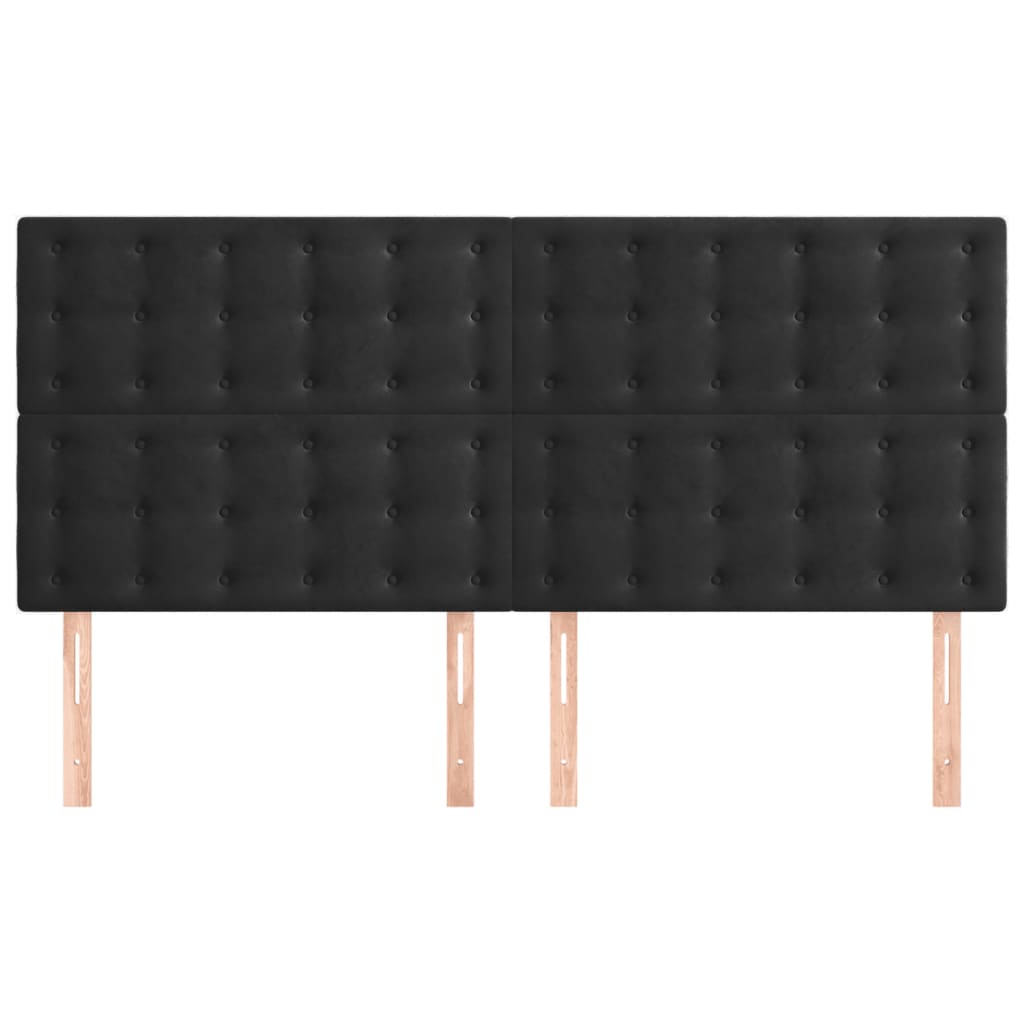 sengegavl sort 160x5x118/128 cm fløjl