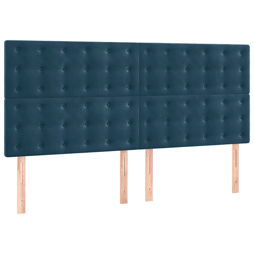 sengegavl mørkeblå 160x5x118/128 cm fløjl