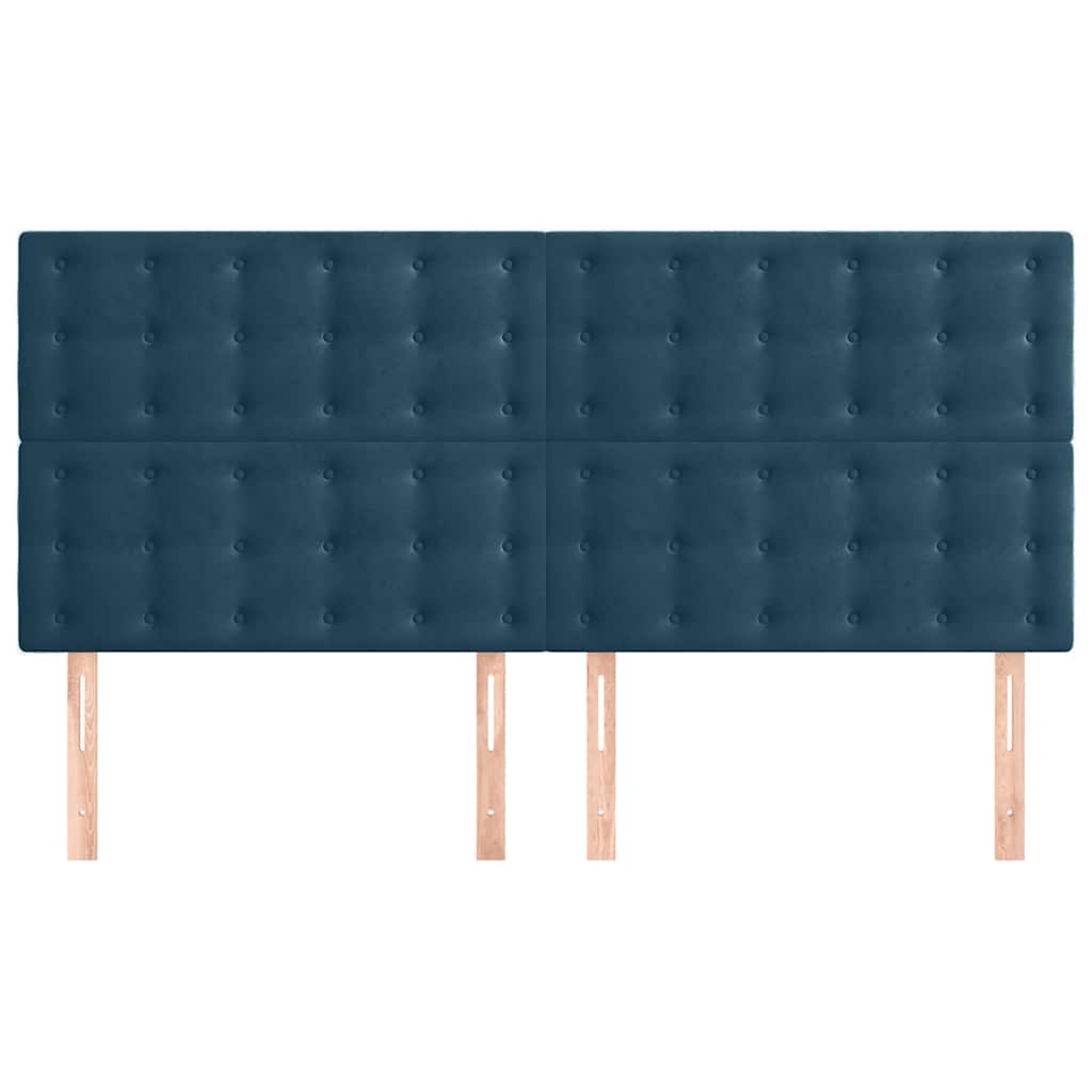 sengegavl mørkeblå 160x5x118/128 cm fløjl
