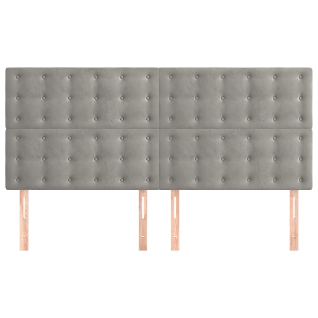sengegavl lysegrå 180x5x118/128 cm fløjl