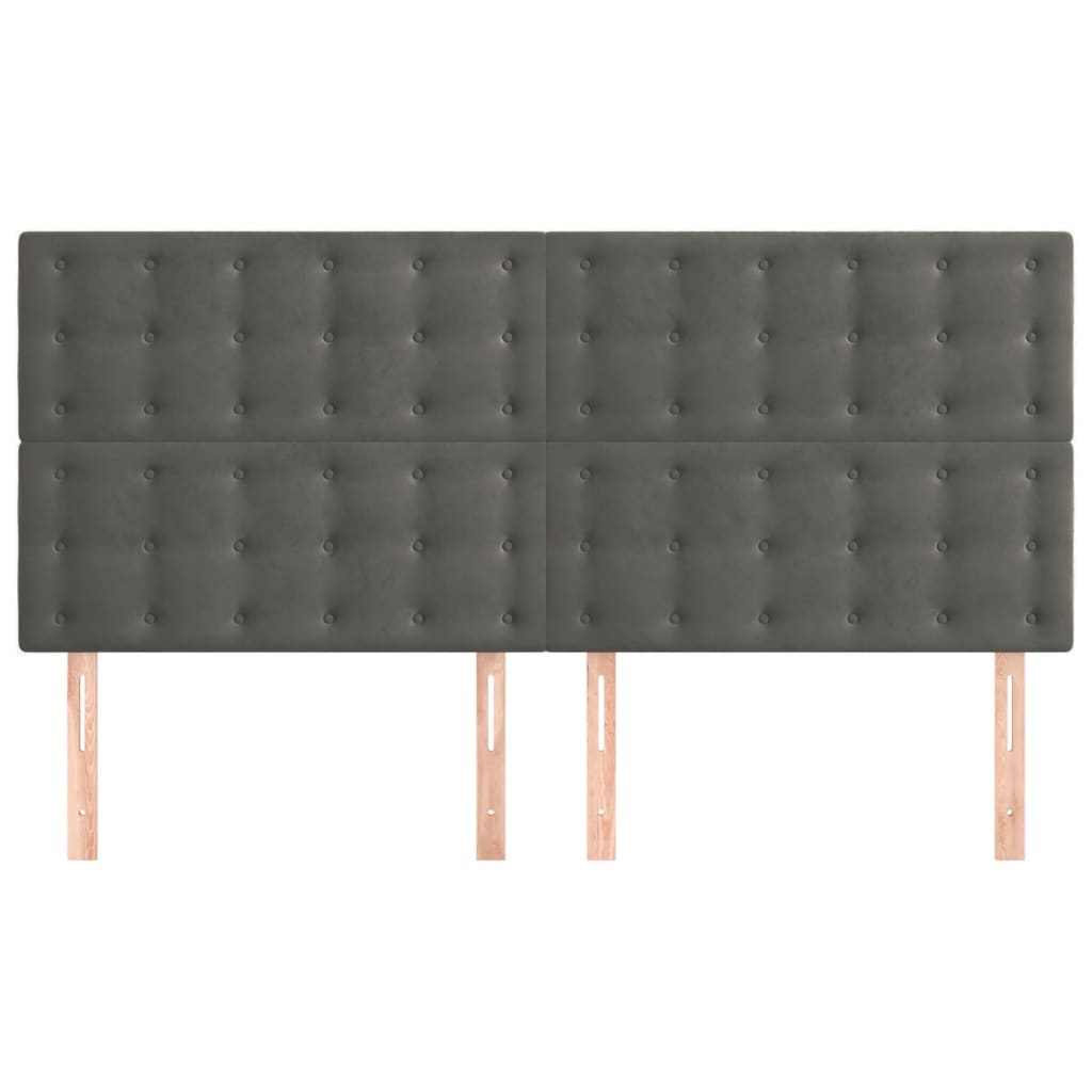 sengegavl mørkegrå 180x5x118/128 cm fløjl