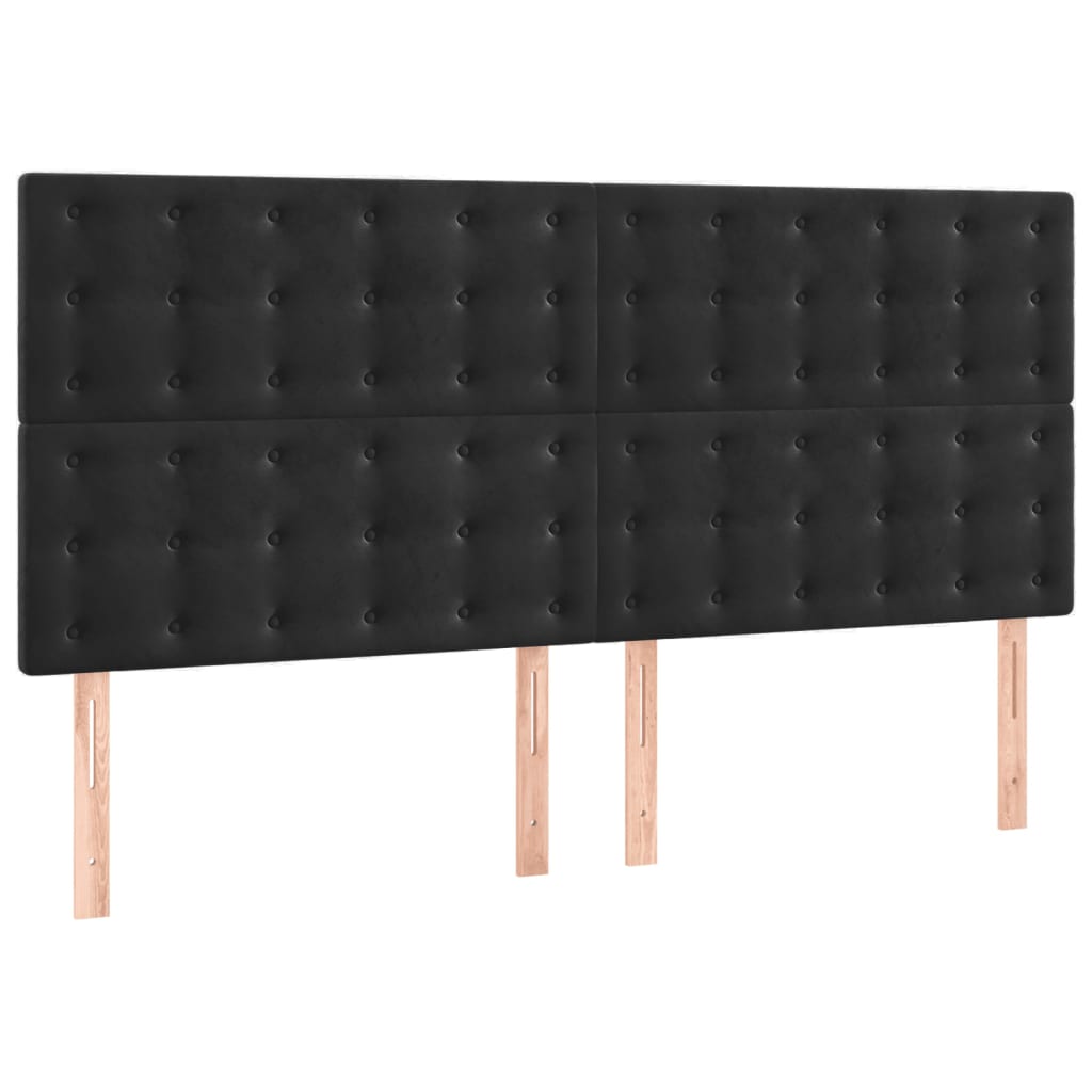sengegavl sort 180x5x118/128 cm fløjl