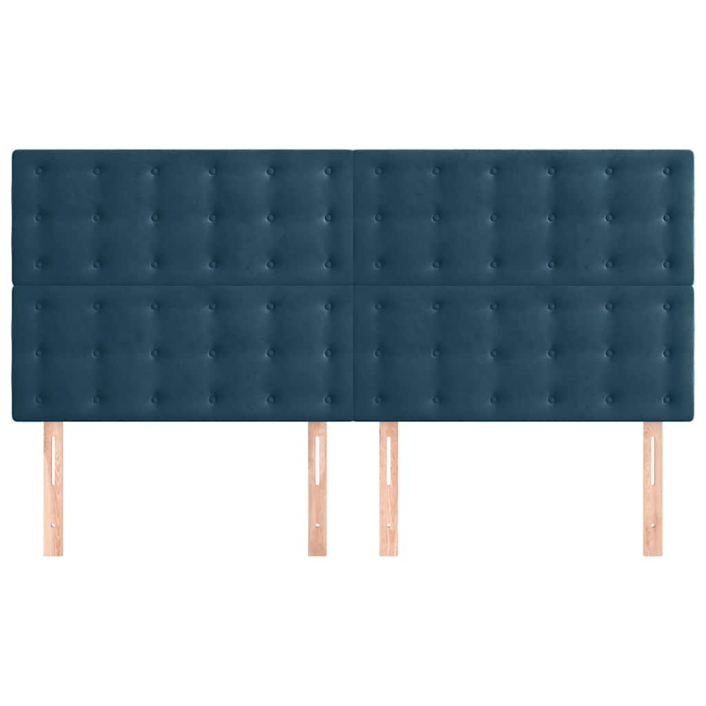 sengegavl mørkeblå 180x5x118/128 cm fløjl