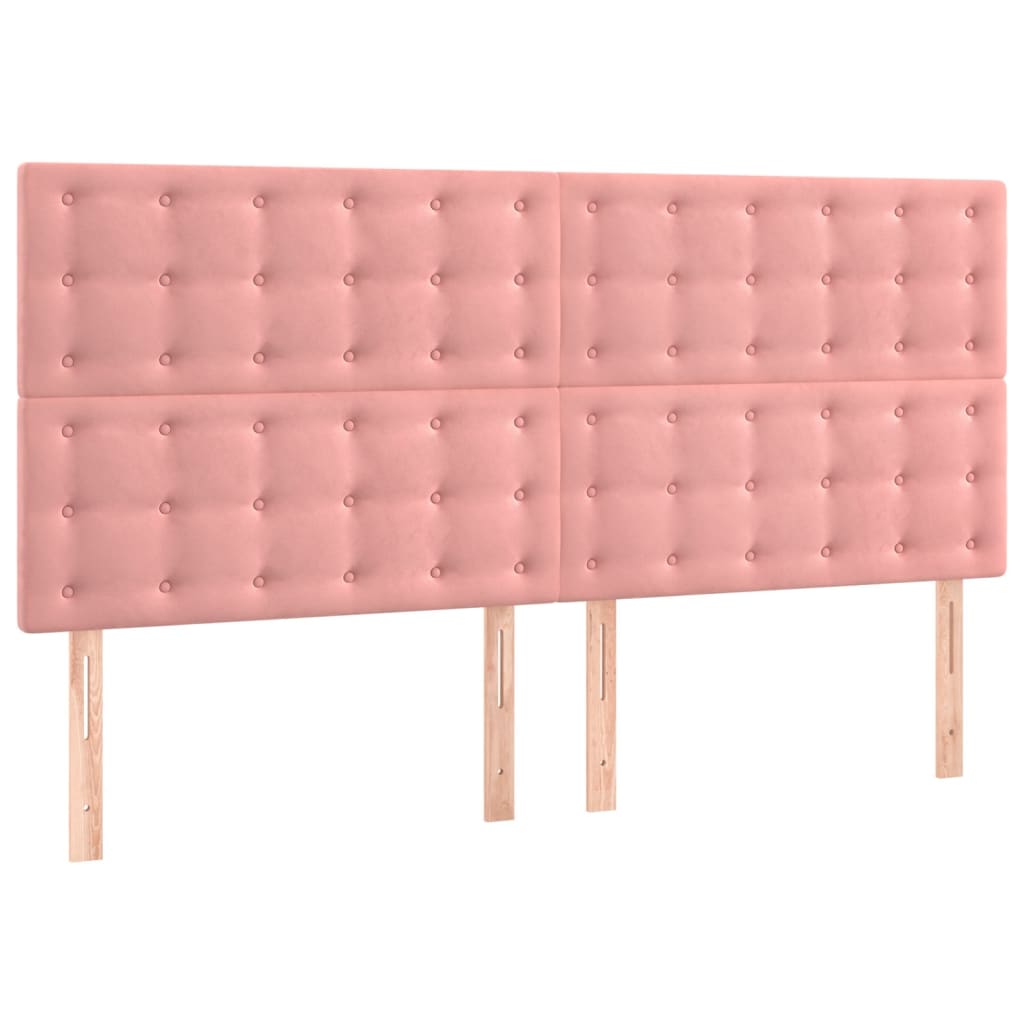 sengegavl lyserød 180x5x118/128 cm fløjl