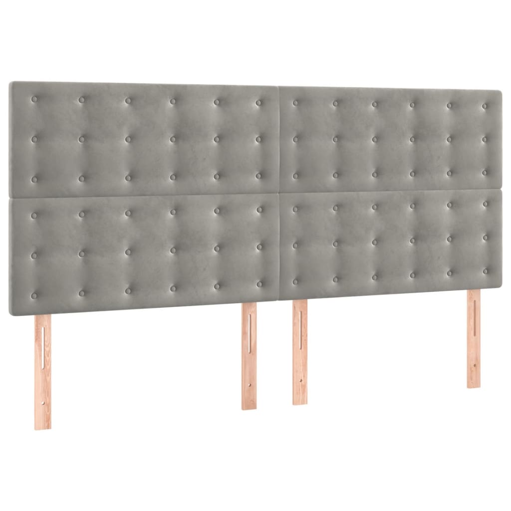 sengegavl lysegrå 200x5x118/128 cm fløjl