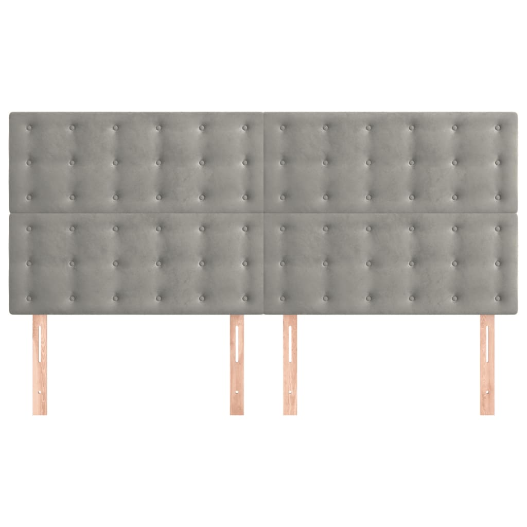sengegavl lysegrå 200x5x118/128 cm fløjl