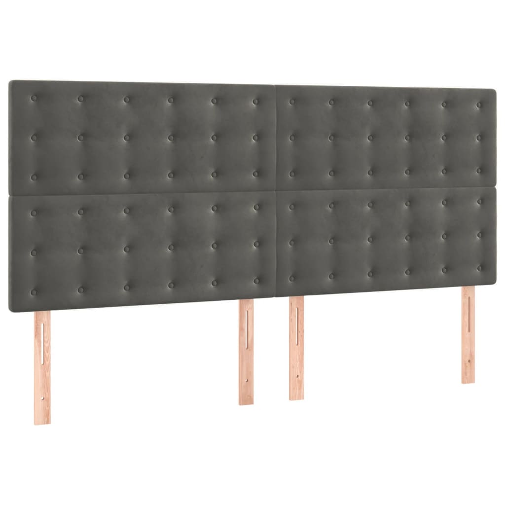 sengegavl mørkegrå 200x5x118/128 cm fløjl