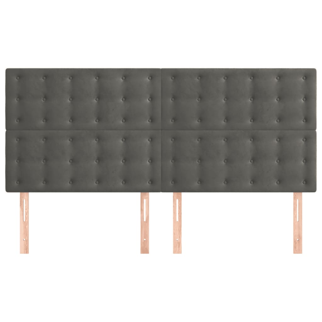 sengegavl mørkegrå 200x5x118/128 cm fløjl