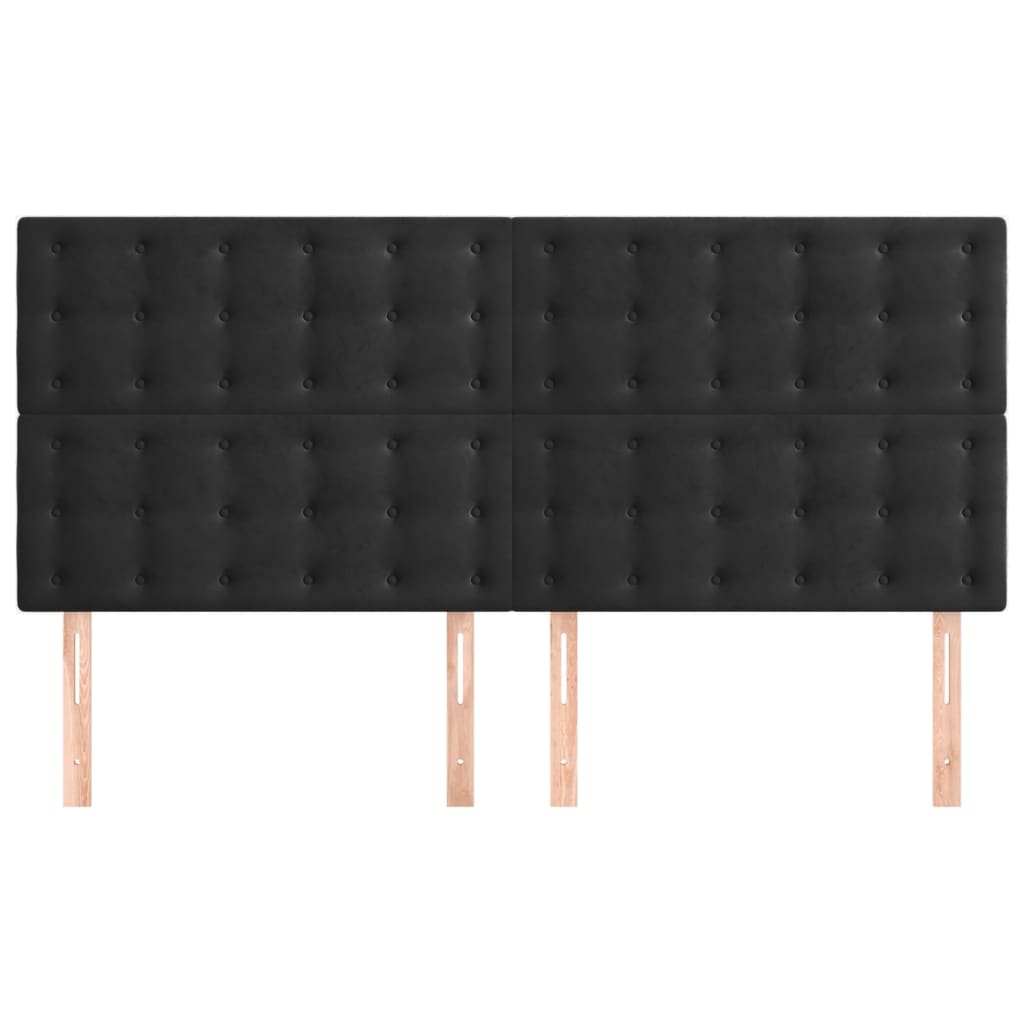 sengegavl sort 200x5x118/128 cm fløjl